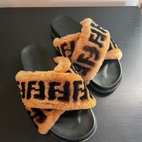 fendi tan slides